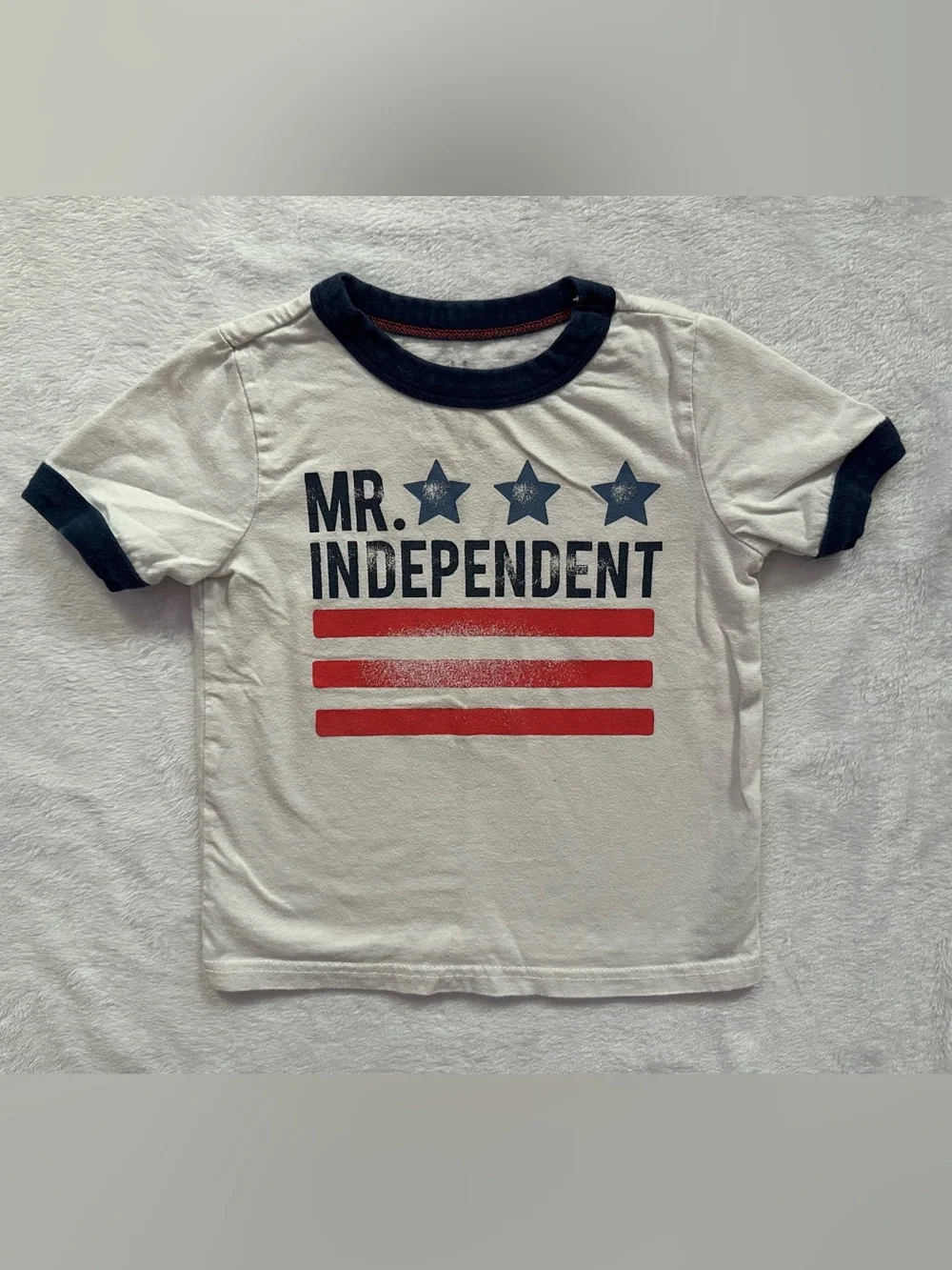 Carter’s Mr. Independent USA T-Shirt in White Blue Red Toddler Boys Size 2T